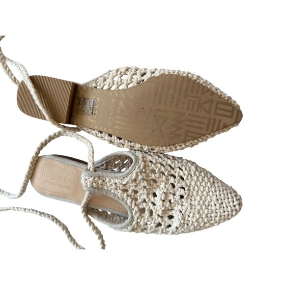 RAG & CO Cream Woven Lace Up Flats Sandals Size US 8 - Picture 4 of 8